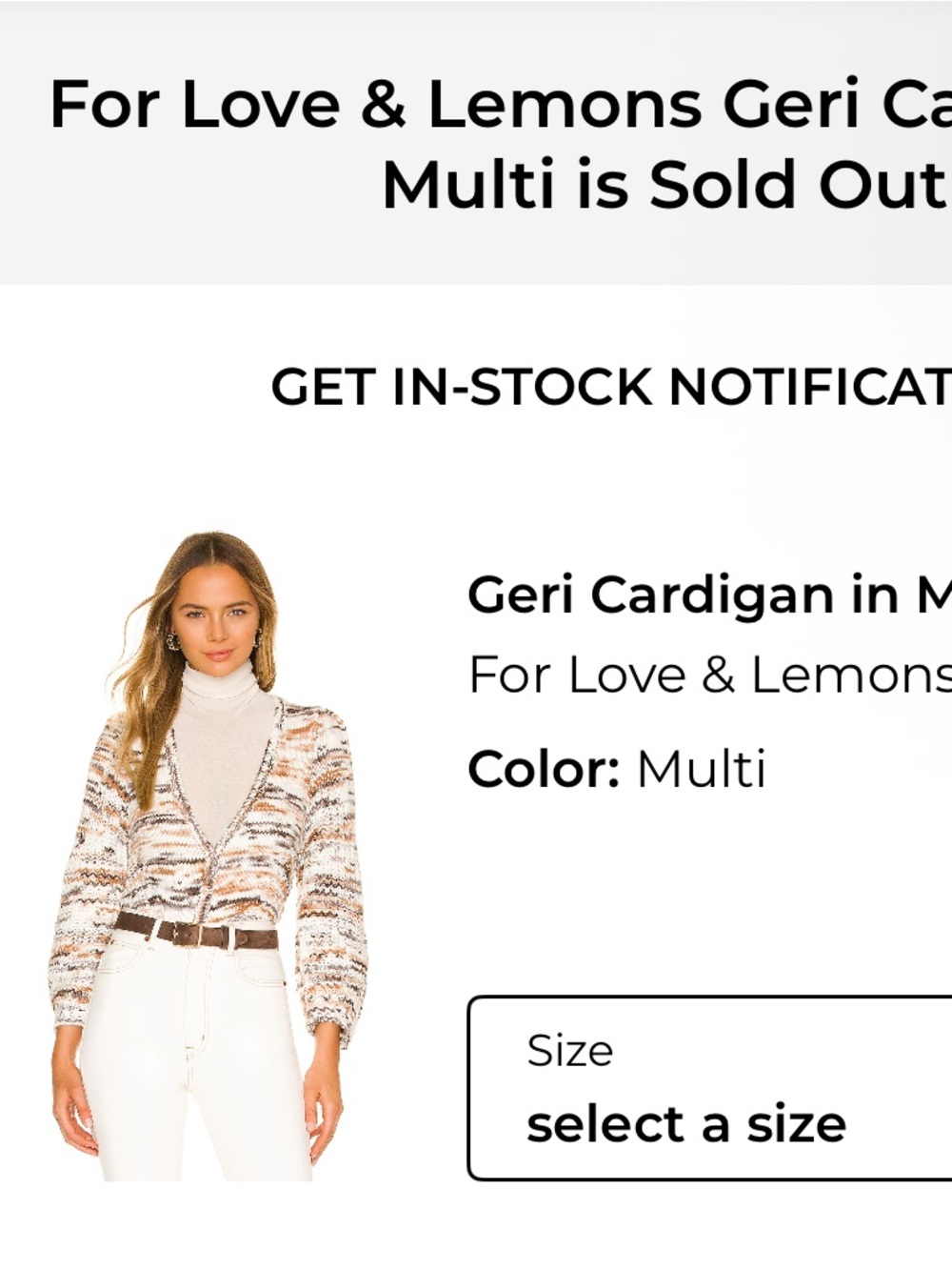 For Love & Lemons Cream, Brown & Gray Striped Knit Sweater